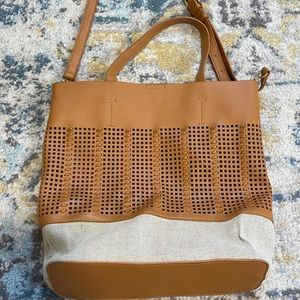 Tan and brown leather bag
